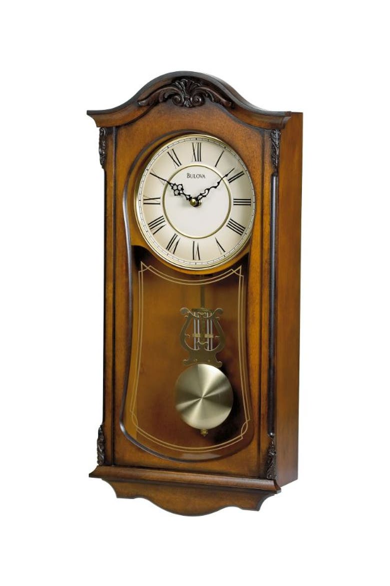 Cranbrook Wall Mount Analog Wooden Chiming, Brown, Main, color, Brown
