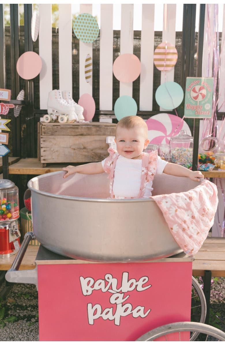 Deux par Deux Baby Girl's Printed Muslin Short And Organic Cotton Bodysuit Set Pink And White Flowers, Alternate, color, Pink And White Flowers