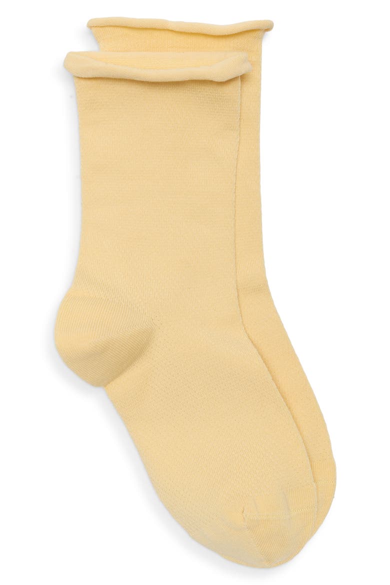 Rivi Pointelle Knit Crew Socks, Alternate, color, YELLOW