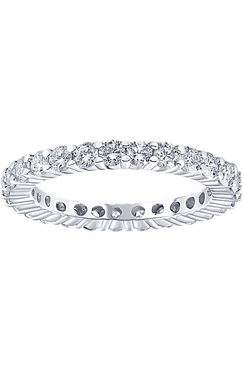 1ct Prong Lab Grown Diamond Eternity Wedding Stackable Ring 14K Gold, Main, color, 14k White Gold