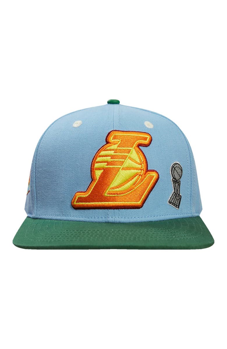 PRO STANDARD Men's Pro Standard Light Blue/Green Los Angeles Lakers Retro Program 2-Tone Snapback Hat, Alternate, color, Light Blue