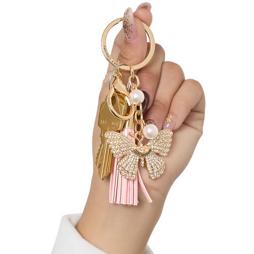 Juicy Couture Butterfly Charm Keychain With Pearls In Gold