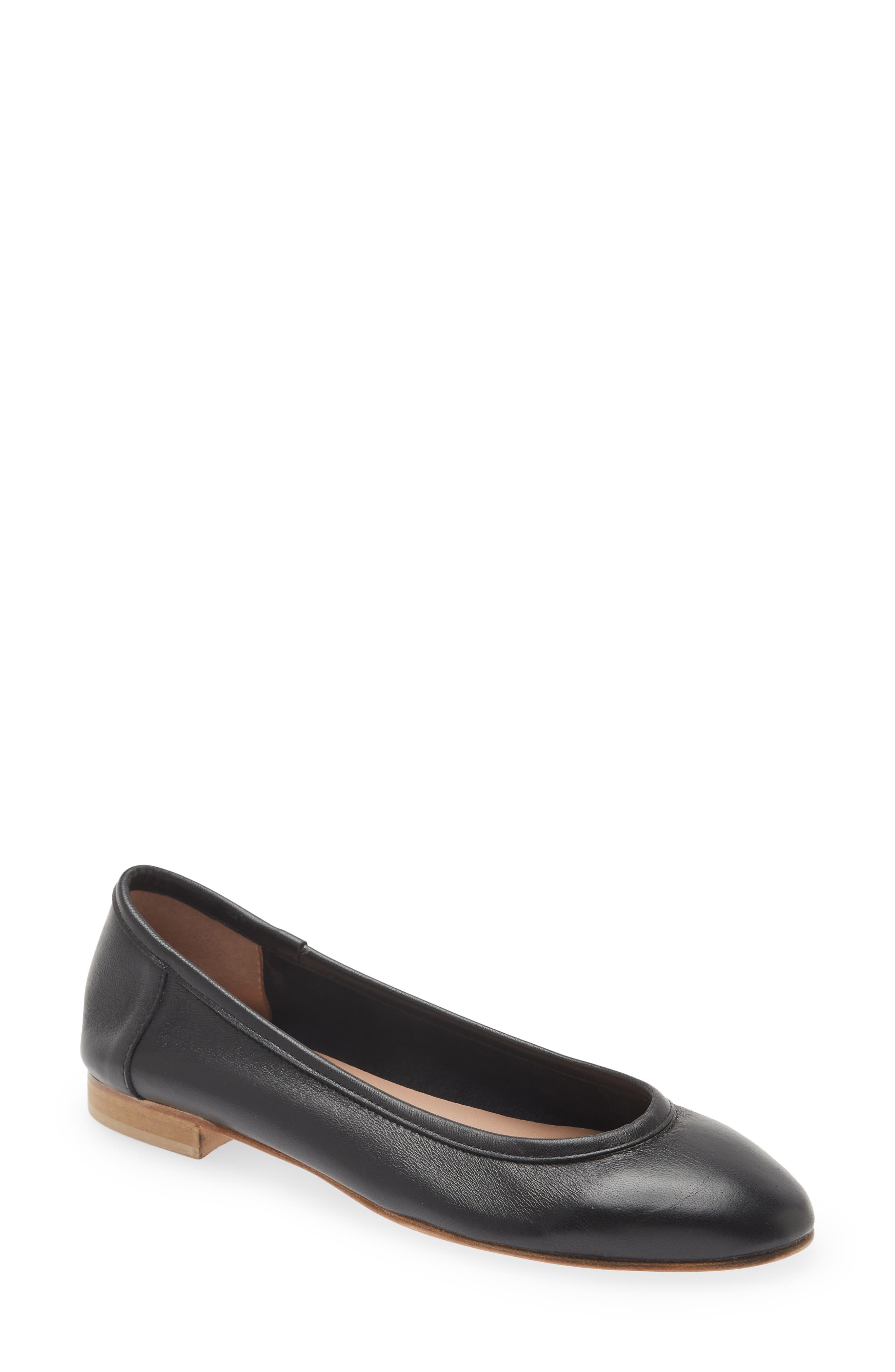 Bambolina Ballet Flat, Main, color, BLACK LEATHER