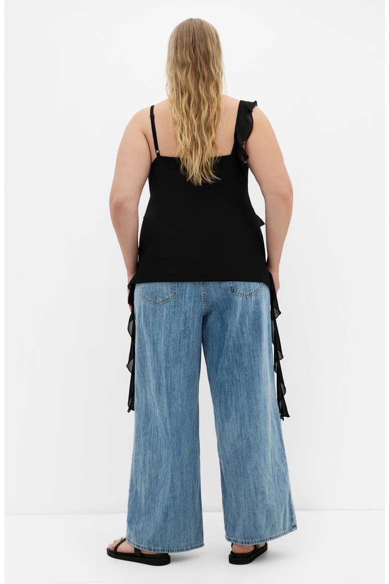Waverly Ruffle Asymmetric Tank, Alternate, color, BLACK