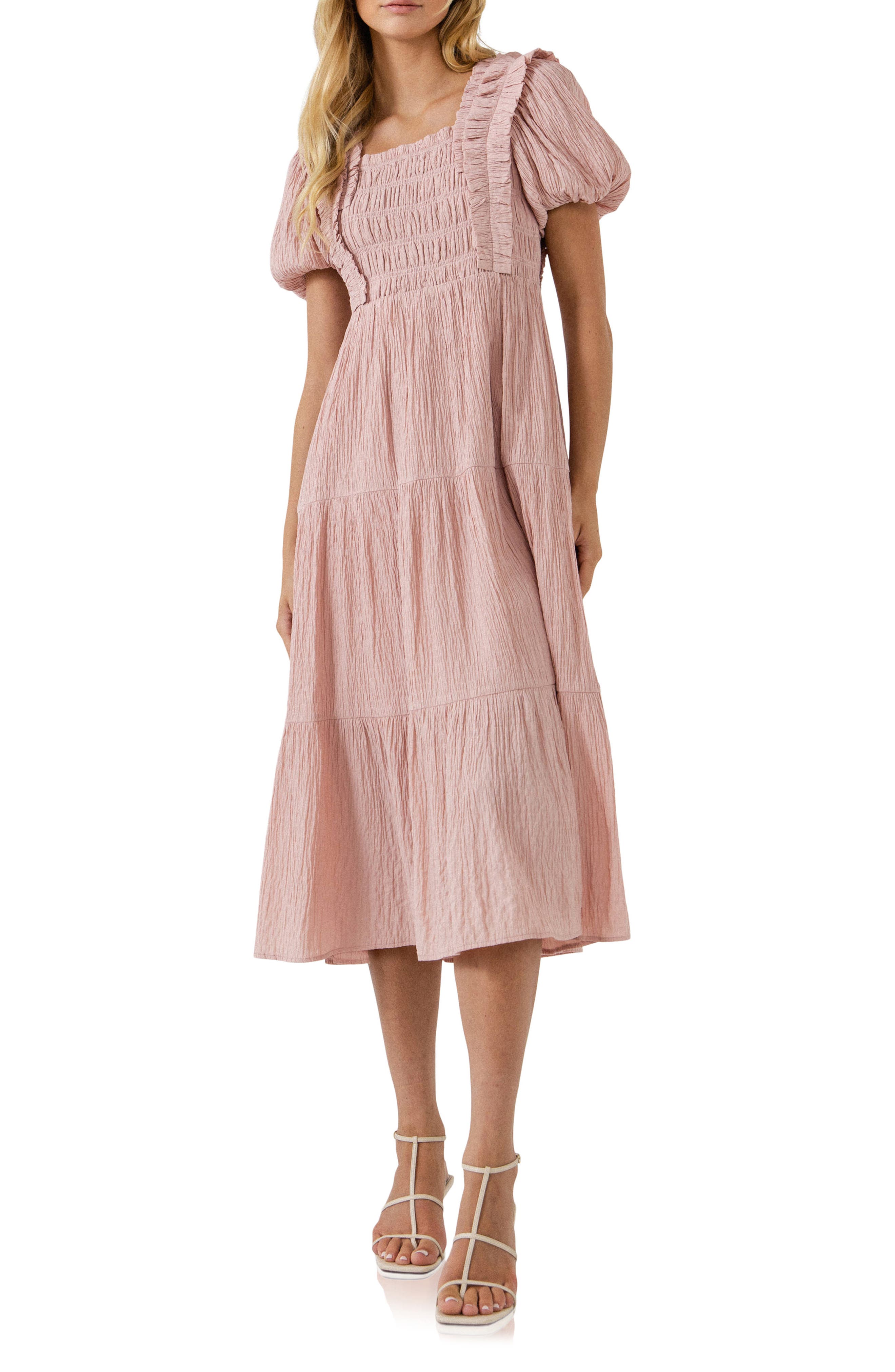 English Factory Smock Bodice Puff Sleeve Dress (Women) | Nordstromrack