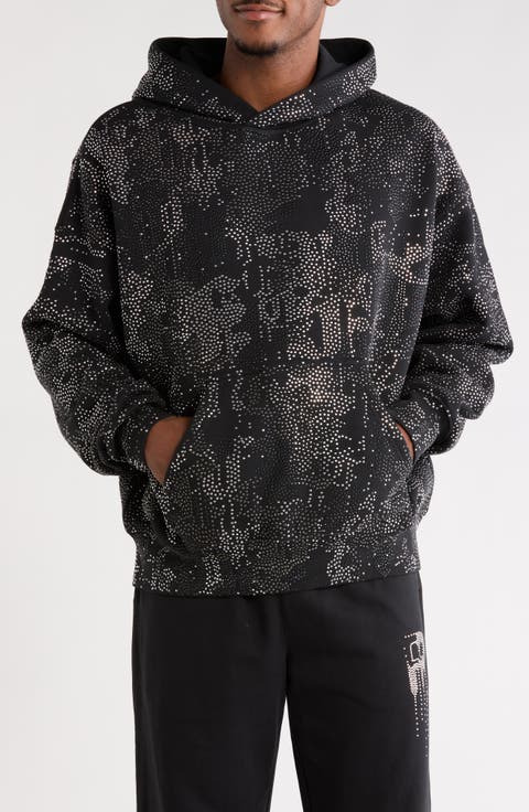 Studded Camo Cotton Fleece Hoodie