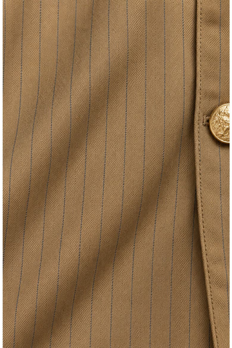 Pinstripe Pintuck Shirtdress, Alternate, color, KHAKI / COBALT