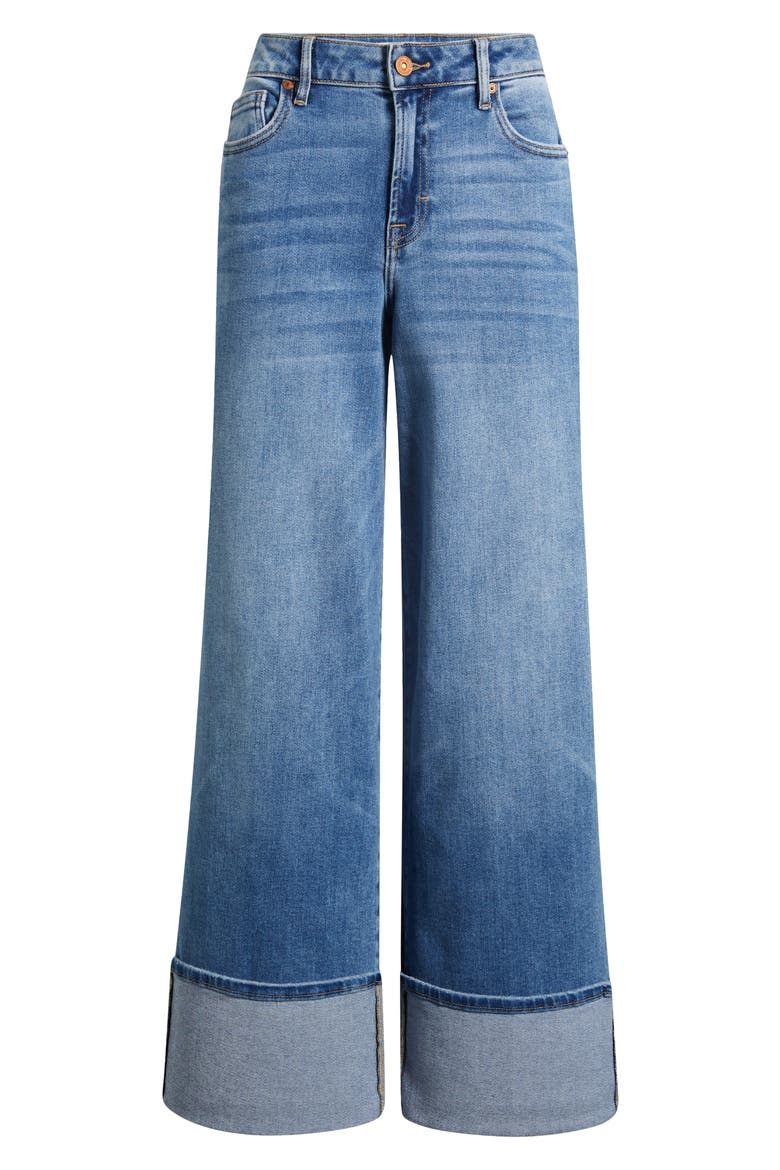 Cuffed Wide Leg Jeans, Alternate, color, MEDIUM WASH