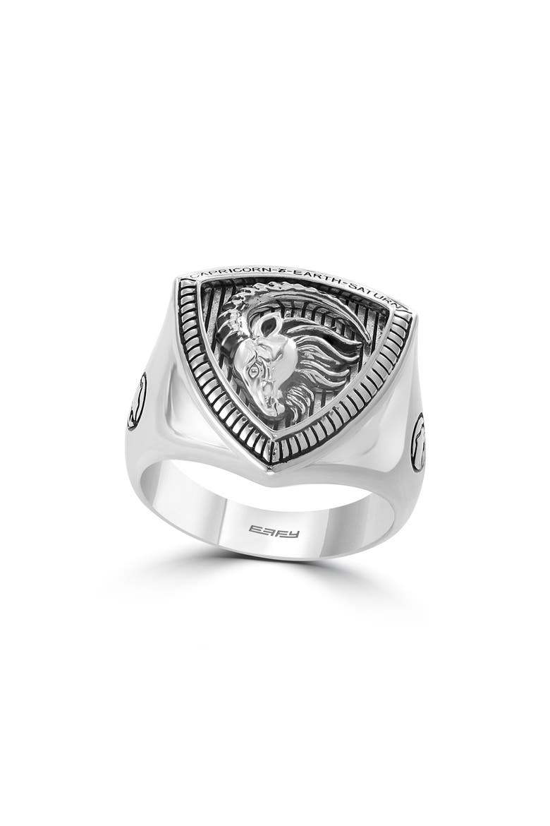 Men's Sterling Silver Capricorn Ring, Main, color, SILVER