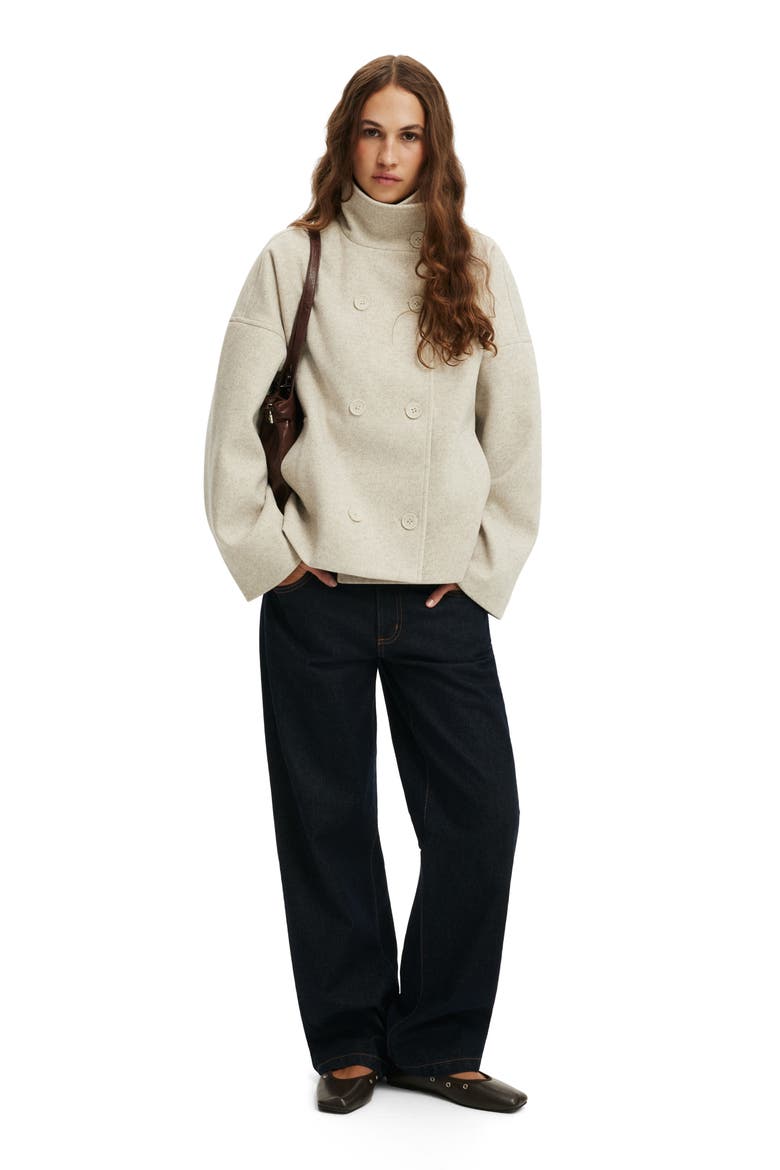 Women's Funnel Neck Coat, Alternate, color, Oatmeal