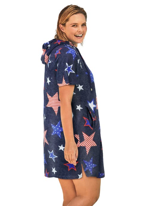 Terry Longer-Length Hooded Zip-Front Swim Cover-Up (Plus)