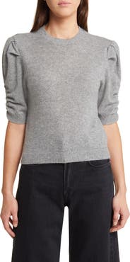 FRAME Ruched Sleeve Recycled Cashmere & Wool Sweater