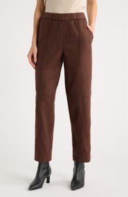 Bernardo Paneled Barrel Leg Faux Suede Pants