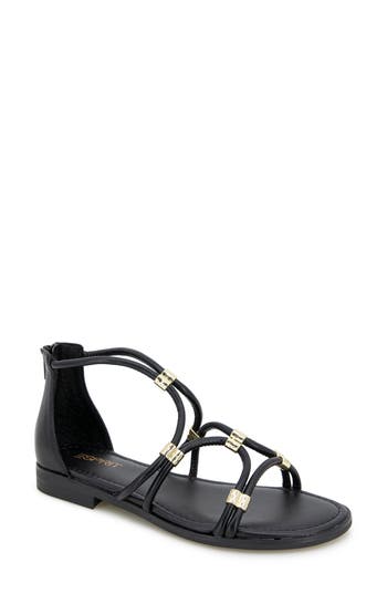 Esprit Chaya Rolled Strap Sandal In Black Pu