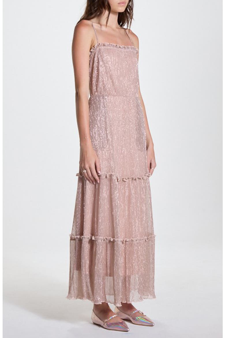 Metallic Tiered Maxi Dress, Alternate, color, MAUVE
