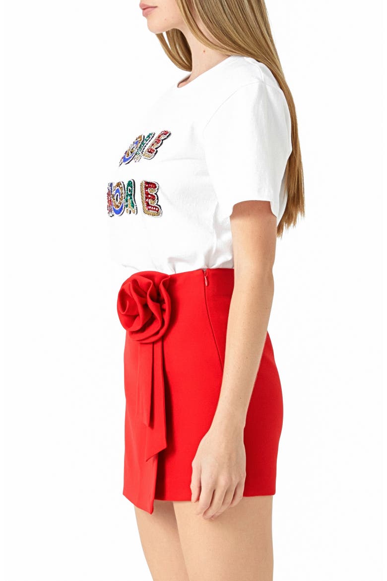 More Amore Embellished Cotton Graphic Shirt, Alternate, color, WHITE