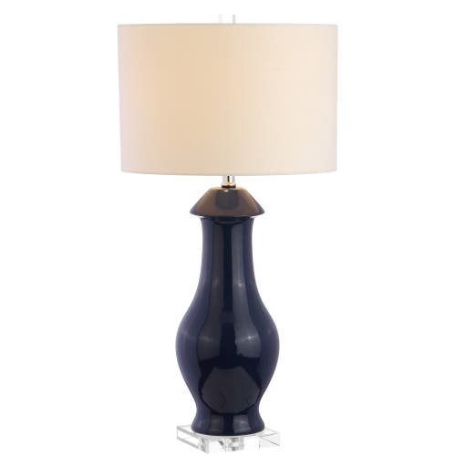 Jonathan Y Liberty 31in Ceramiccrystal Led Table Lamp In Navy/clear