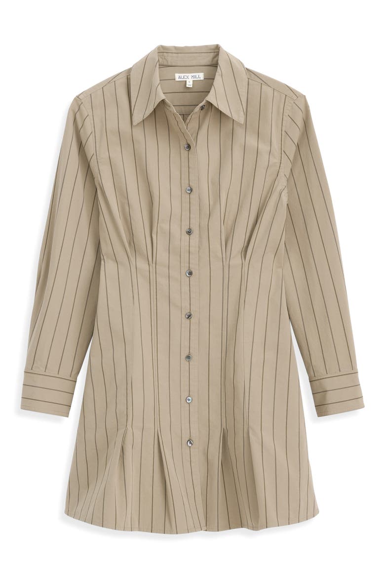 Camille Striped Shirtdress, Alternate, color, KHAKI STRIPE