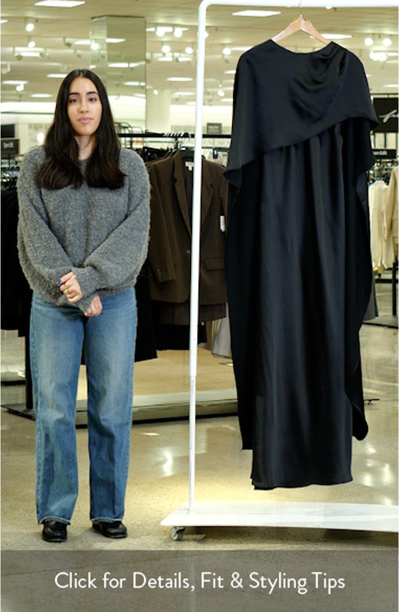 Cape Overlay Satin Gown, sales video thumbnail