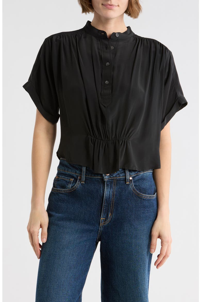 Grace Short Sleeve Peplum Top, Main, color, TRUE BLACK
