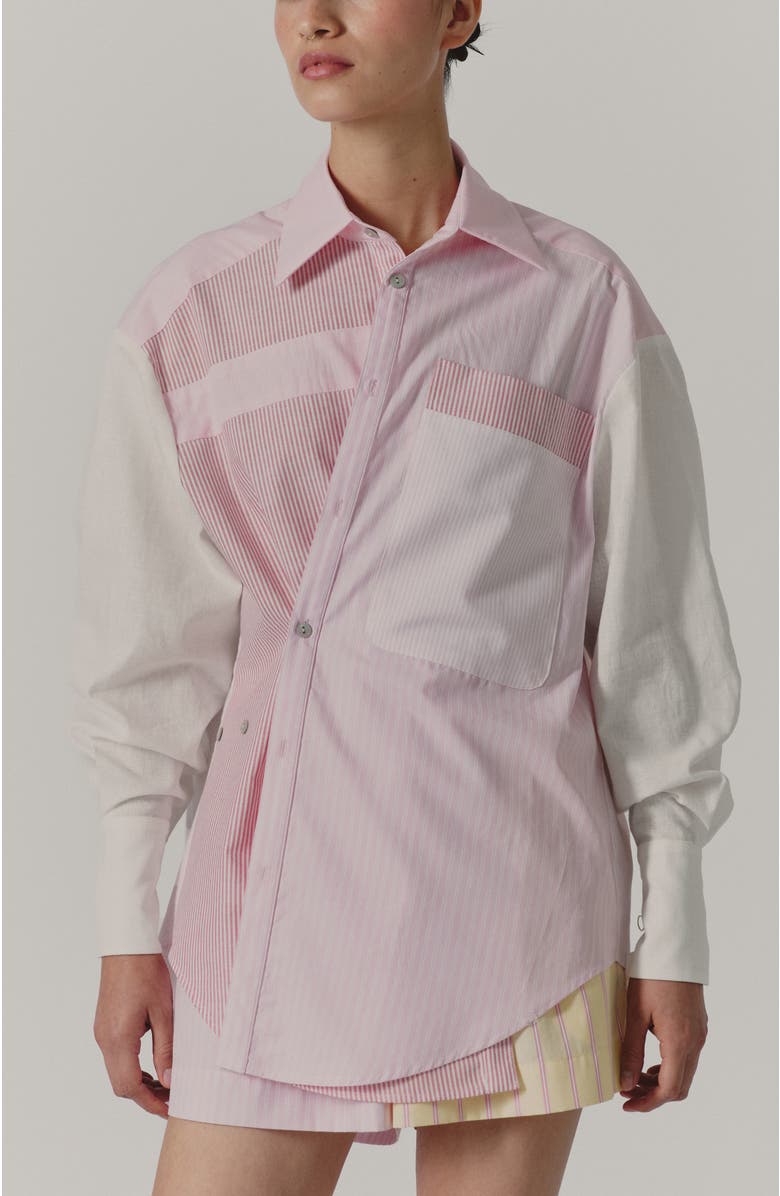 De Loreta Norte Long Sleeve Button-Up Cotton Shirt, Main, color, Mil Rayas Rosa Print