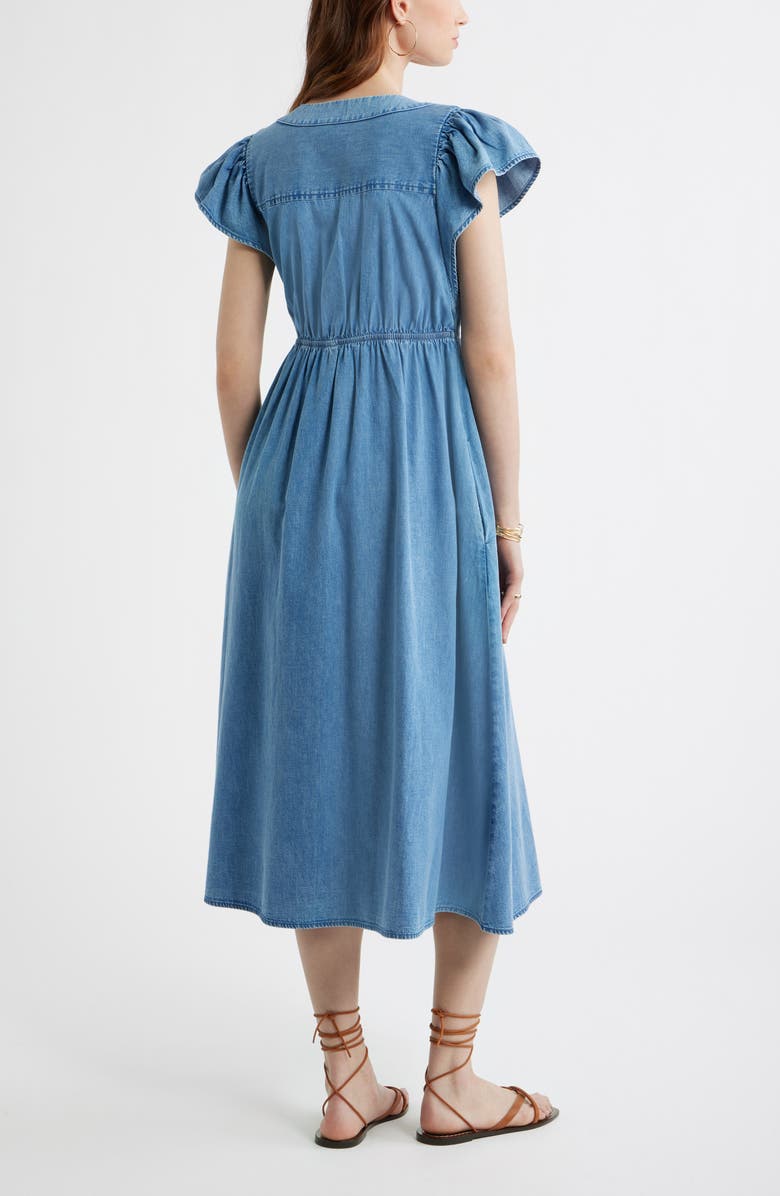 Treasure & Bond Button Front Chambray Midi Dress, Alternate, color, Light Blue Wash