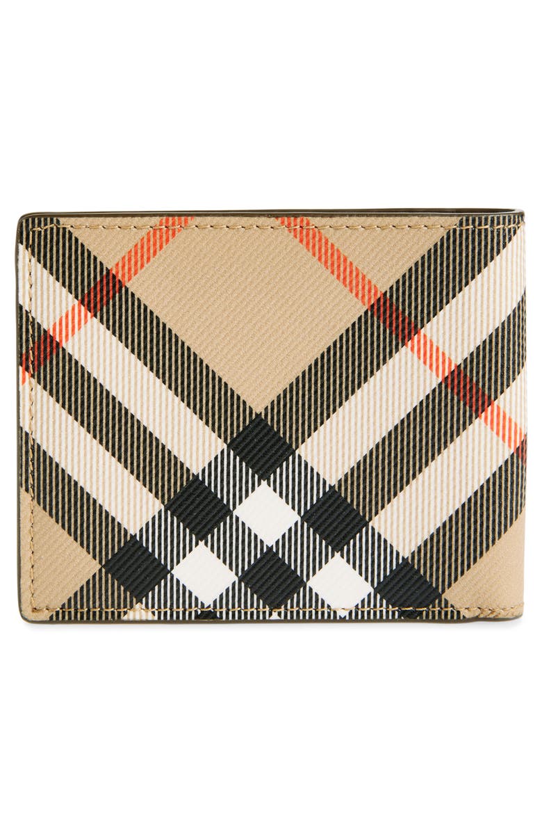 Burberry Check Coated Canvas & Leather Bifold Wallet, Alternate, color, Sand