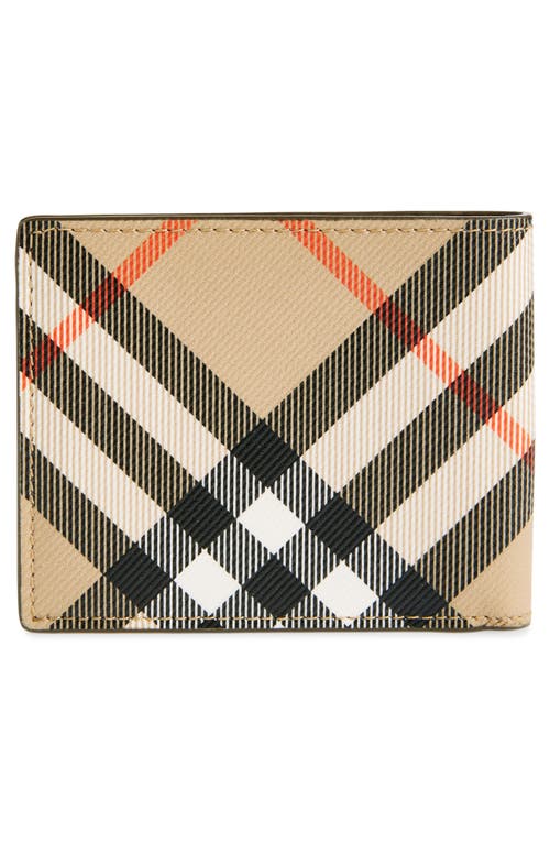 Shop Burberry Check Coated Canvas & Leather Bifold Wallet In Sand