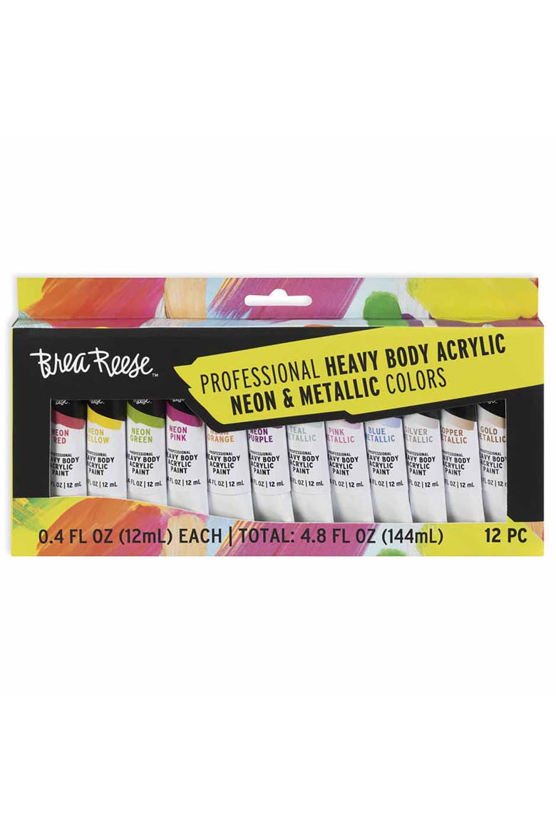 Professional Heavy Body Acrylic Paint Set 12 Tubes, Main, color, Multicolored