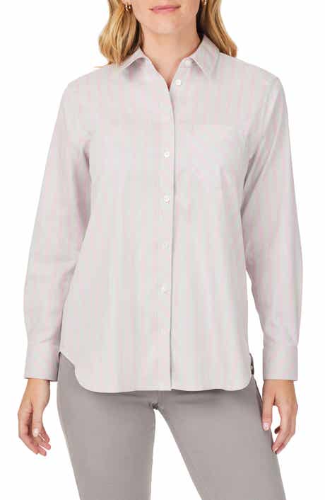 Foxcroft Stripe Boyfriend Button-Up Shirt