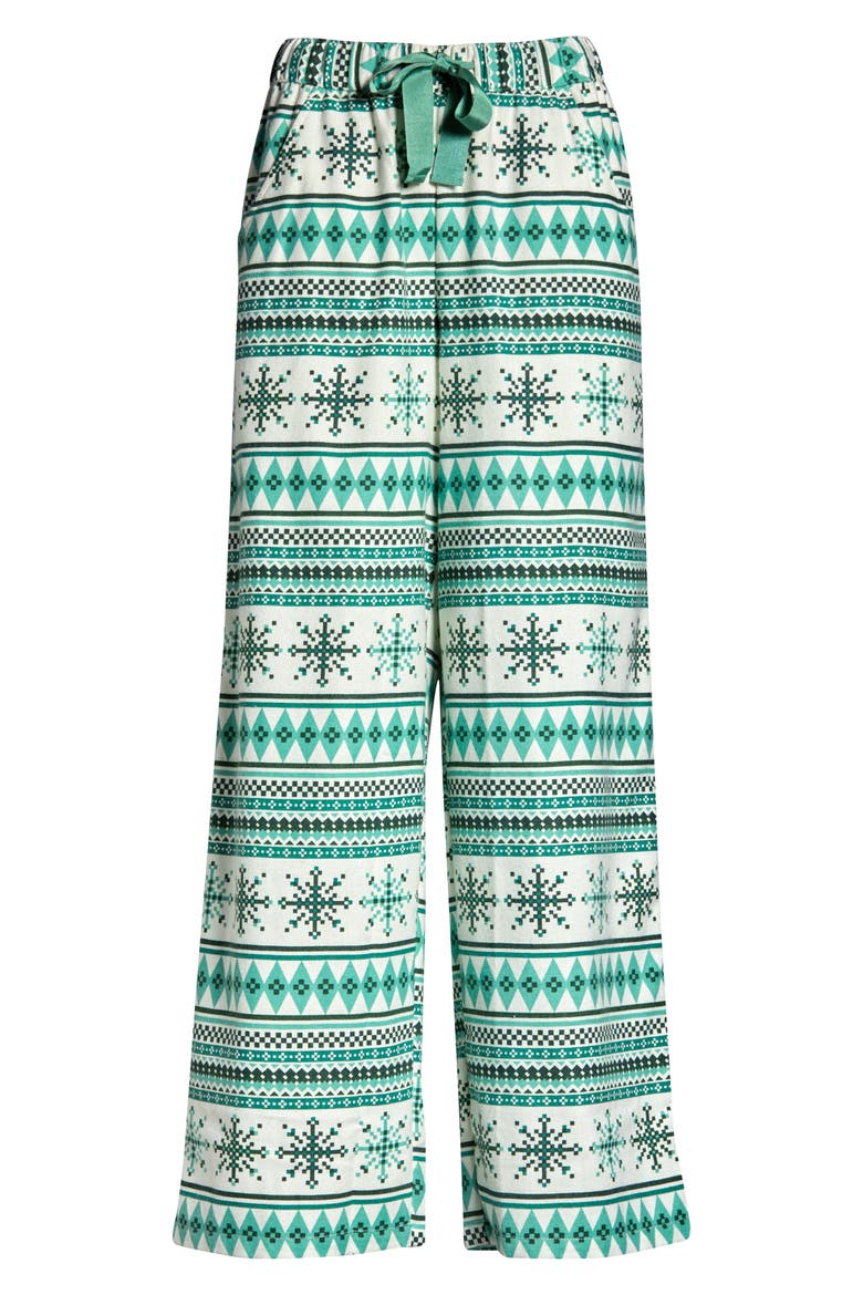 Flannel Pajama Pants, Alternate, color, GREEN MENTHOL GEO FAIRISLE