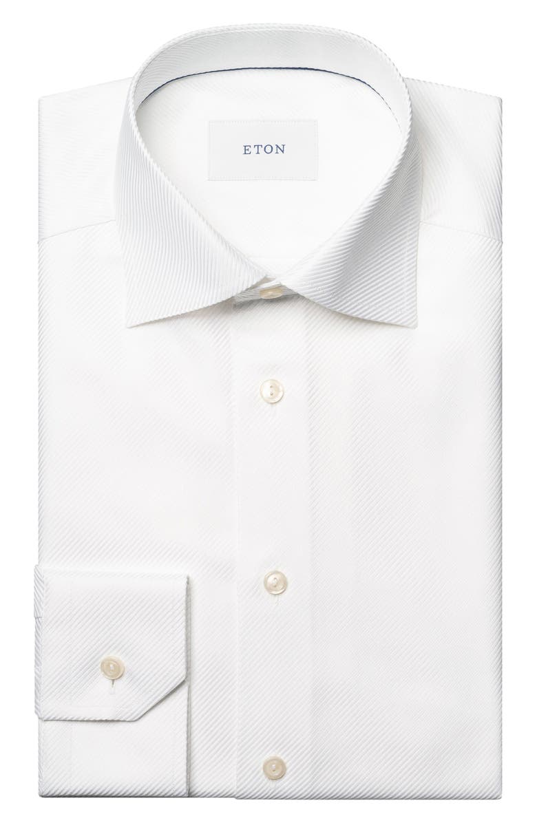 Eton Slim Fit King Twill Dress Shirt, Alternate, color, White