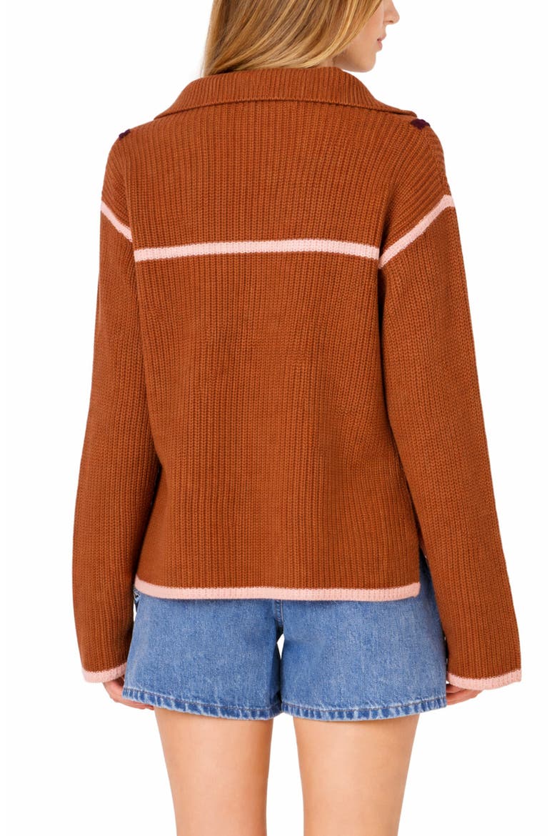 Color Accent Half-Zip Pullover, Alternate, color, MOCHA MULTI
