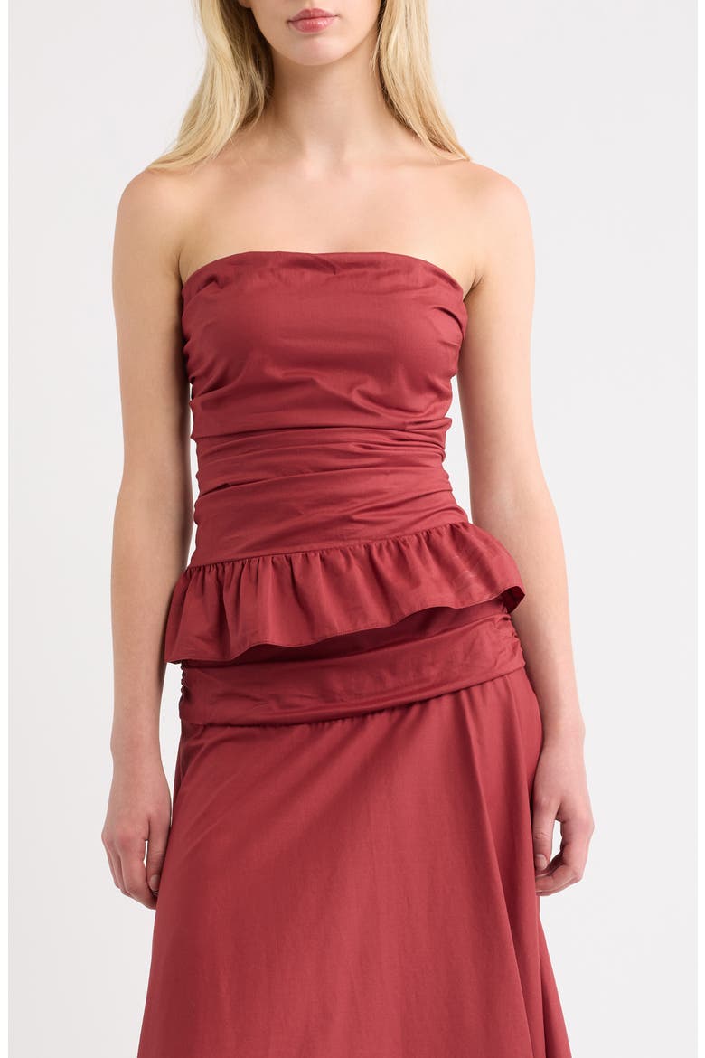 Simone Strapless Peplum Top, Main, color, PORTO RED