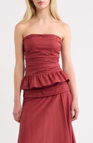 Faithfull the Brand Simone Strapless Peplum Top