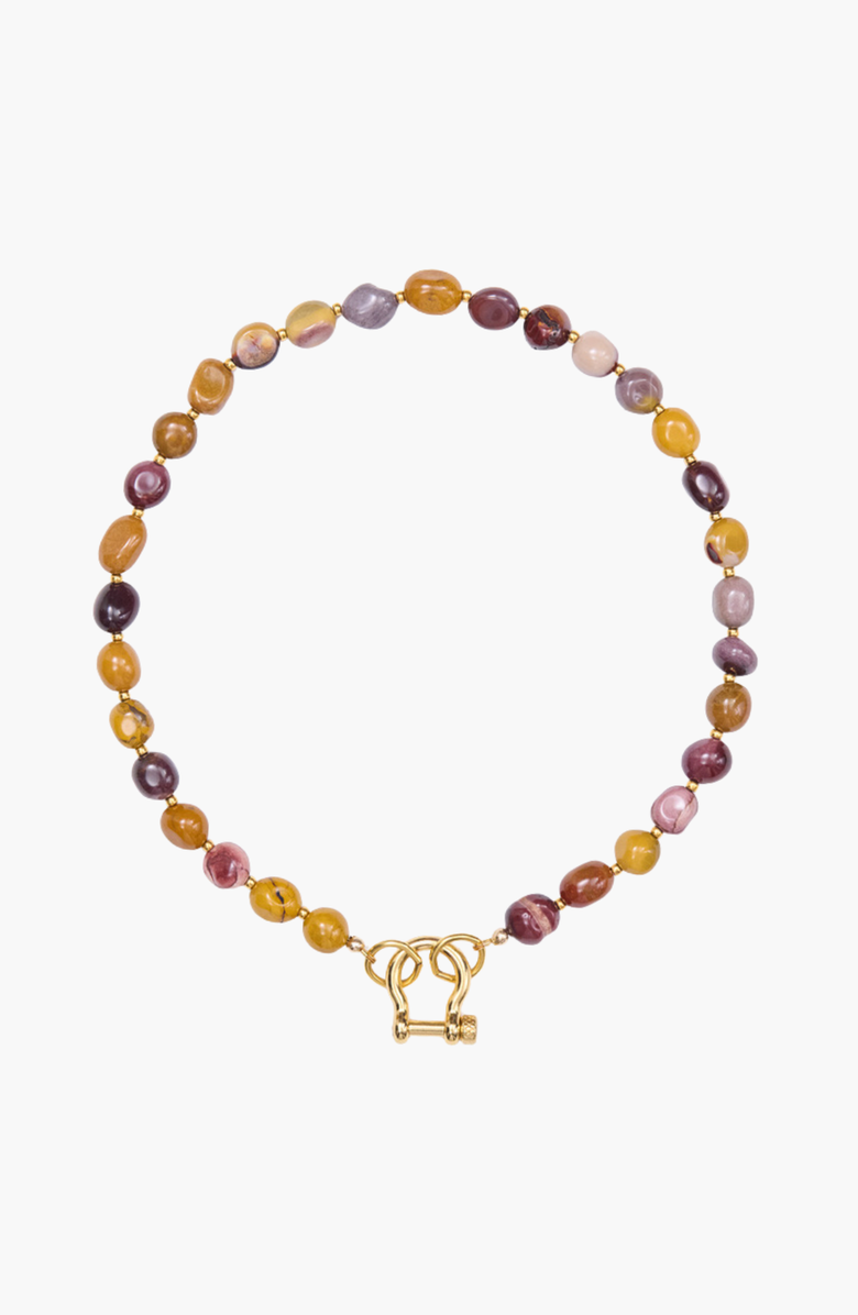 SHOP SPICY DAN Gus Pebble Mookaite Gold Plated Necklace, Main, color, Multicolor