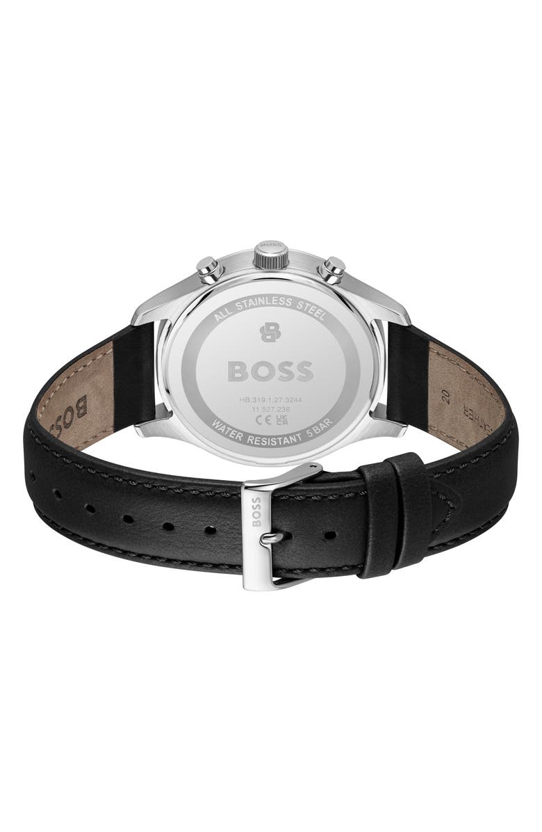 BOSS Stratus Chronograph Leather Strap Watch, 41mm, Alternate, color, 