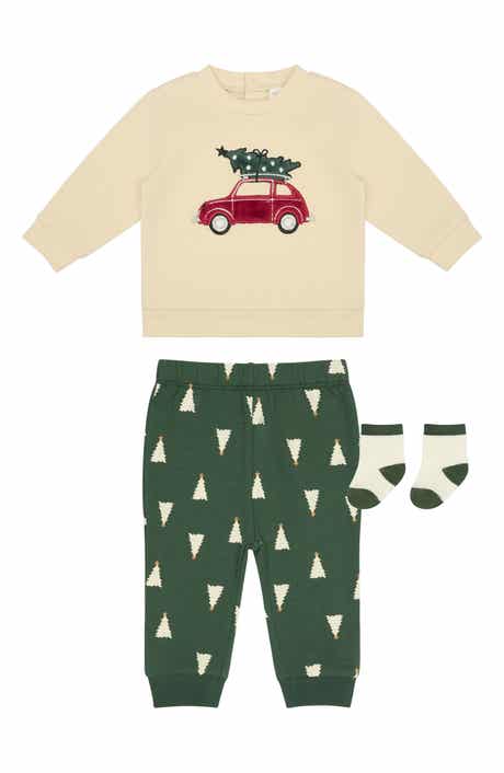 3-Piece Holiday Sweatshirt, Joggers & Socks Set