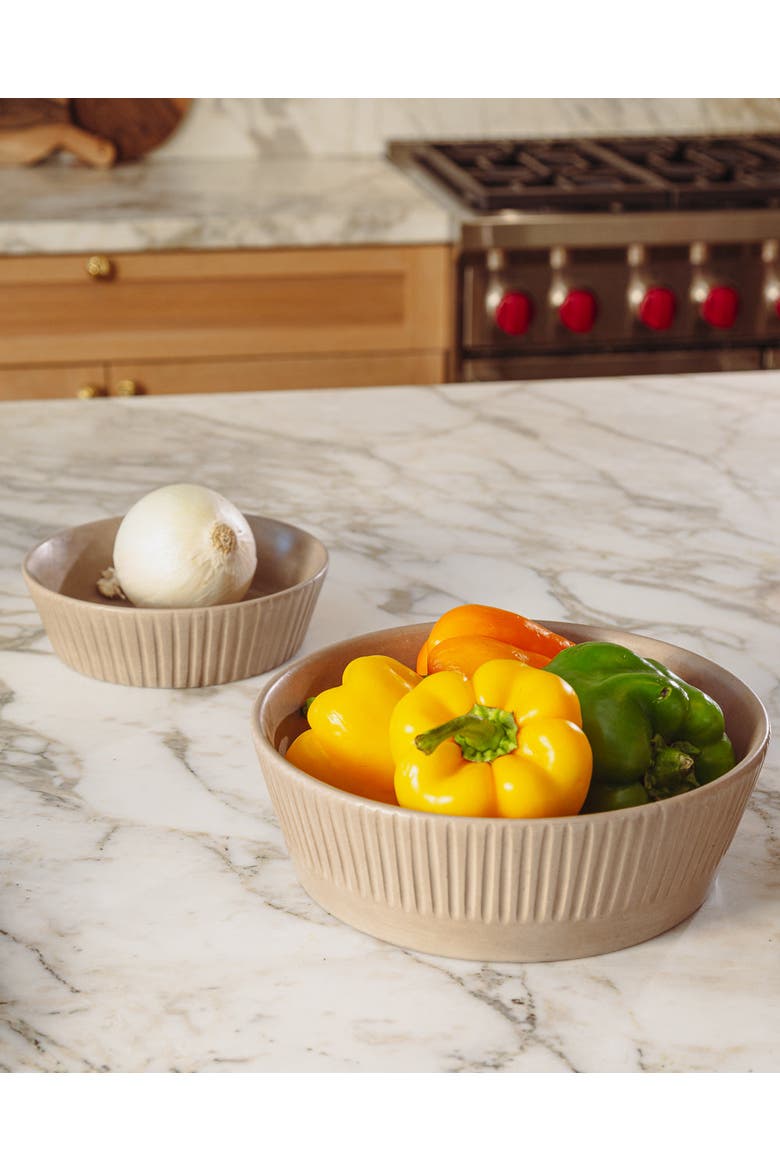 Earth Lines Serving Bowl, Alternate, color, Brown