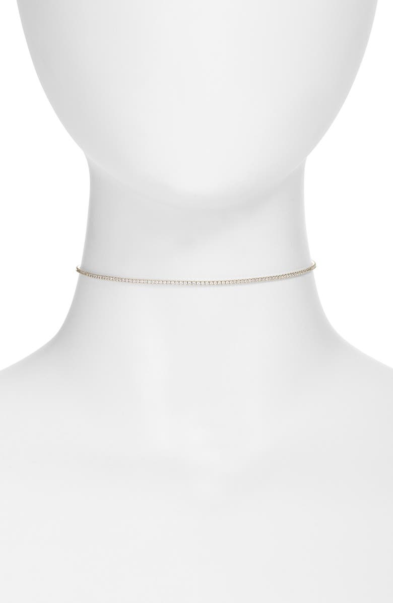 SHYMI Celine Tennis Choker Necklace, Main, color, Silver