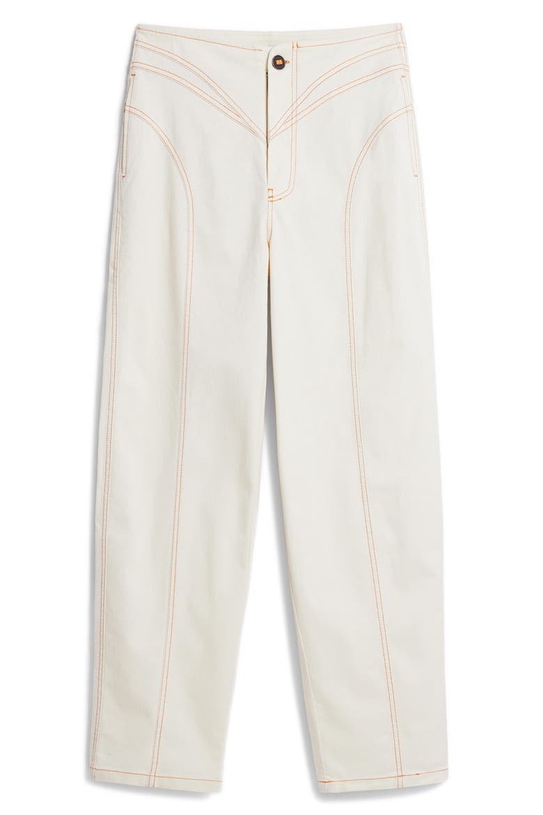 Topstitch Detail Stretch Cotton Pants, Alternate, color, LIGHT BEIGE
