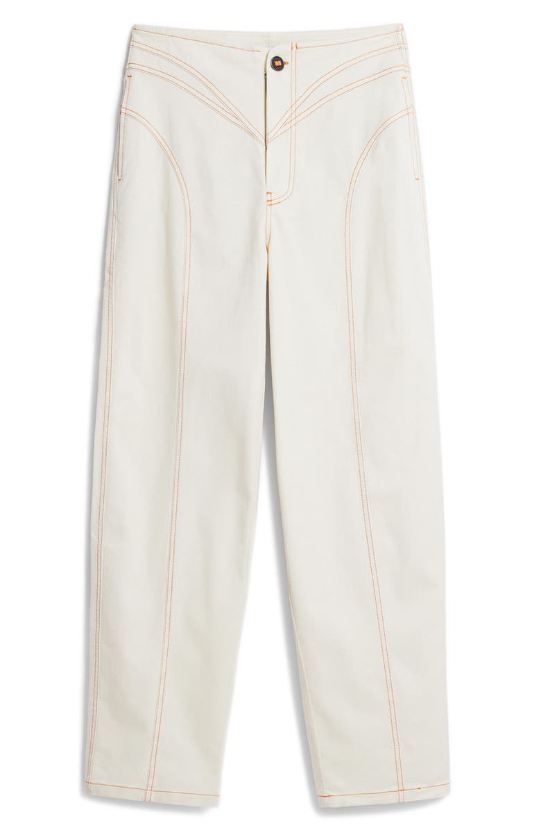 Desigual Topstitch Detail Stretch Cotton Pants, Alternate, color, Light Beige