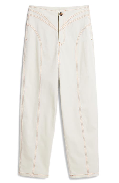 Desigual Topstitch Detail Stretch Cotton Pants In Neutral