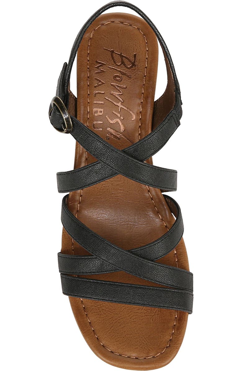 Blowfish Malibu Aurora Strappy Wedge Sandal, Alternate, color, Black Faux Leather