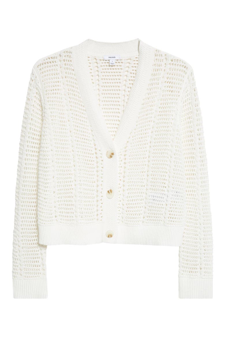 Star Open Stitch Cotton Blend Cardigan, Alternate, color, IVORY