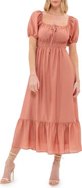 AUGUST SKY Square Neck Midi Dress