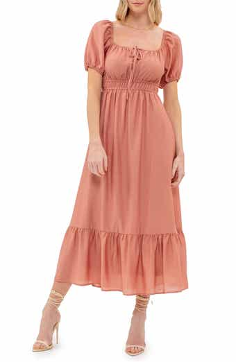 AUGUST SKY Square Neck Midi Dress