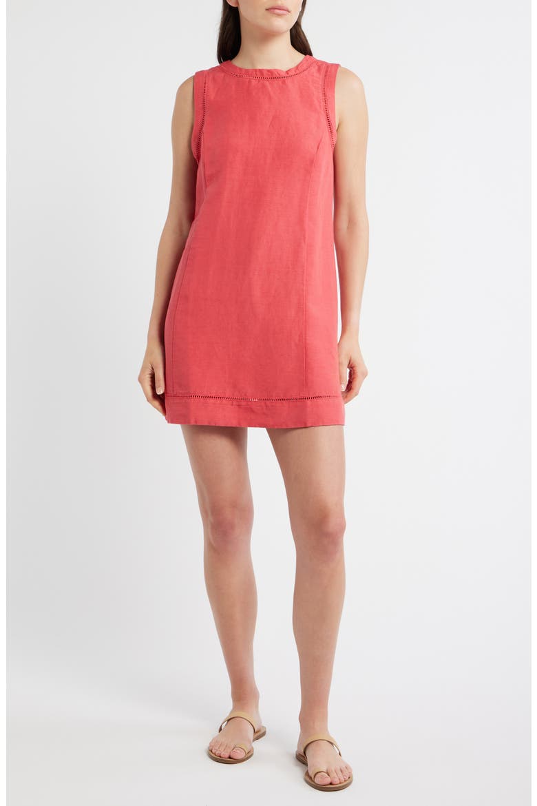a line linen mini dress DEUUZHENQI Linen Shift Dress for Women, Cotton Linen Sleeveless A Line Mini Dress, Casual Round Neck Loose Summer Beach Swing Sundress, Women's, Size: