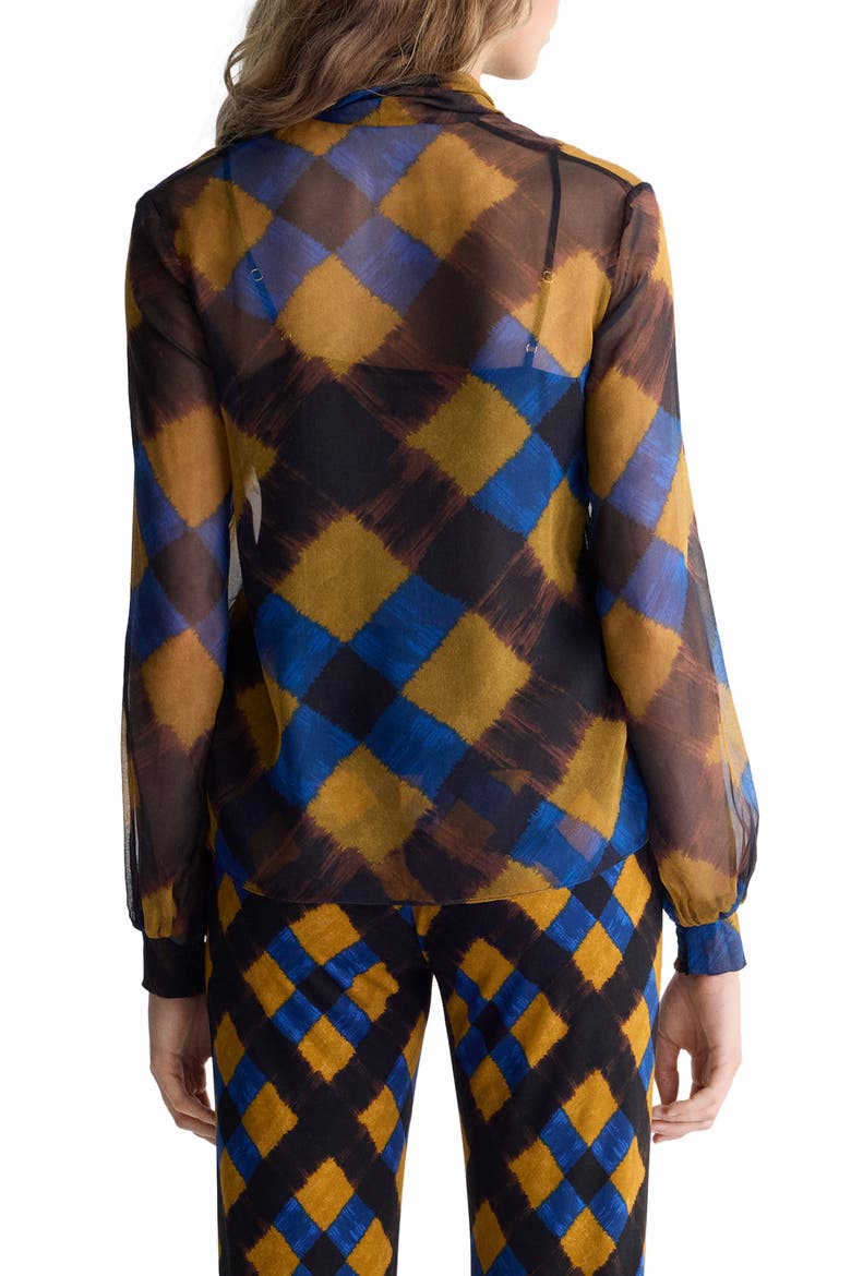 Garcele Silk Tie Neck Top, Alternate, color, BUFFALO PLAID MID CARAWAY