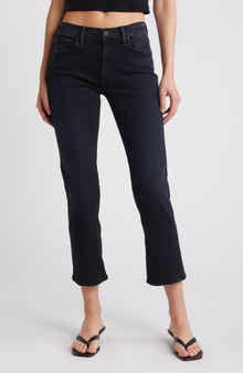 MOTHER The Rider High Waist Ankle Slim Straight Leg Jeans
